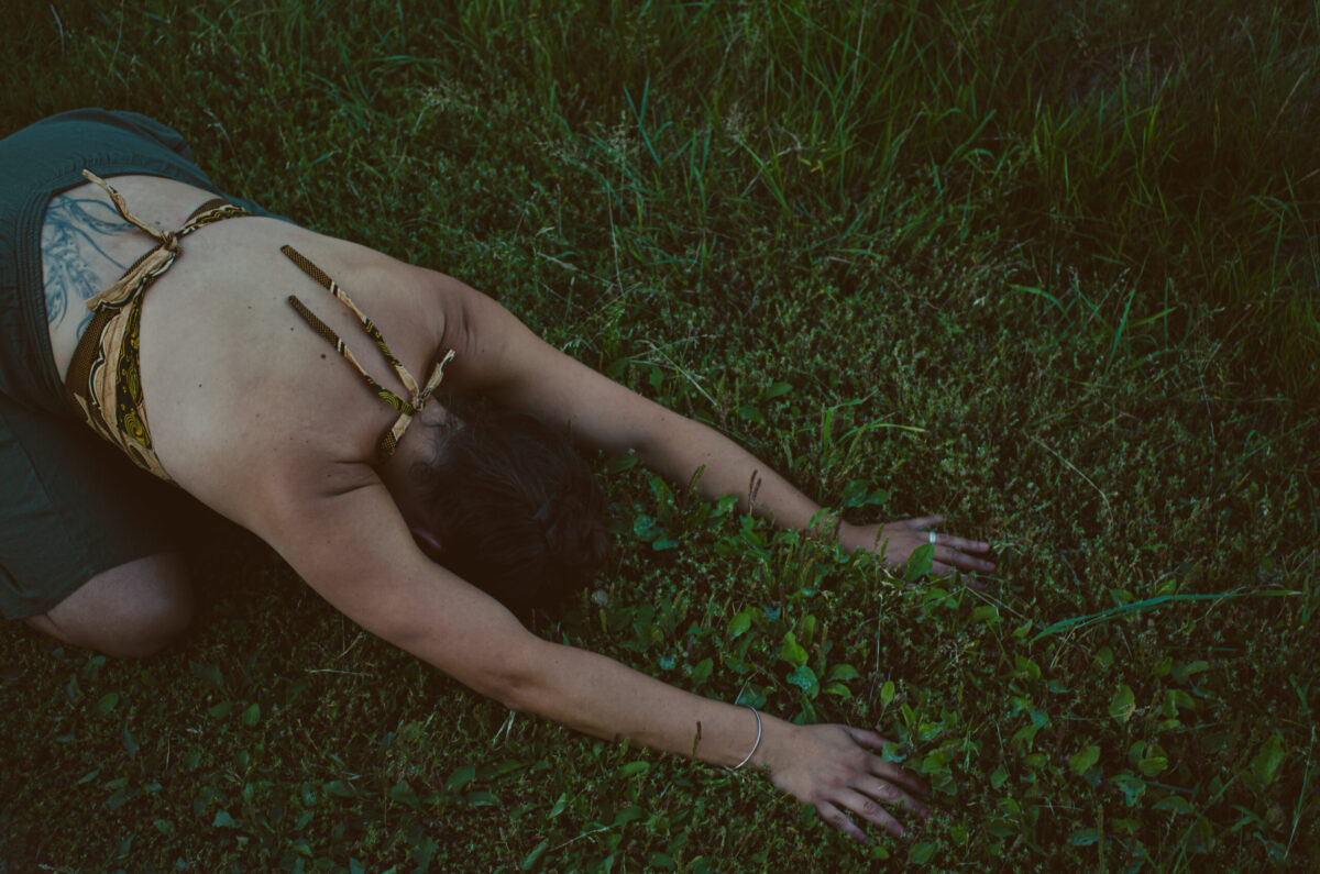 Outdoor yoga child's pose